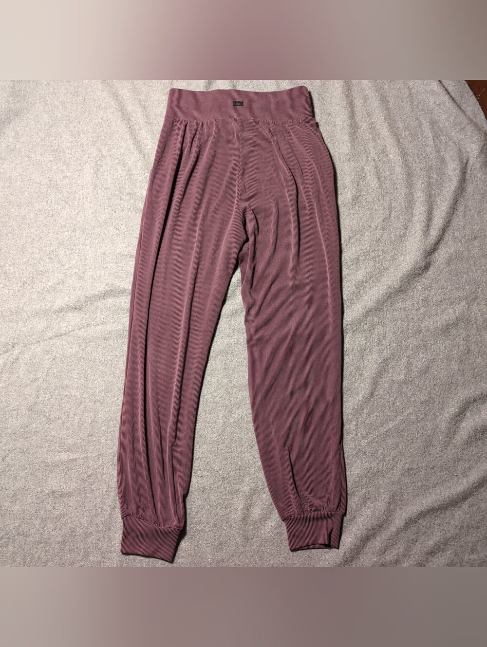 VICTORIA’S SECRET Ribbed Knit High-Waisted Satin Tie Jogger Pants Mauve Purple S